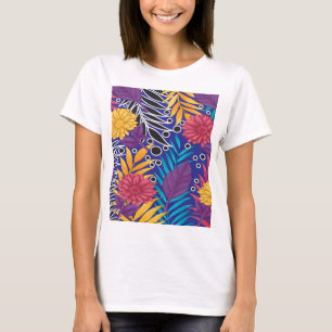 ラッカラフルピング紙特徴のクリエイティブフローラ Tシャツ