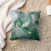 ラッカーグリーン、金ゴールド抽象芸術装飾用クッション クッション (ブランケット)