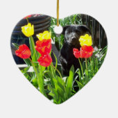 ラッカー黒いジャーマン・シェパードの子犬 セラミックオーナメント (裏面)