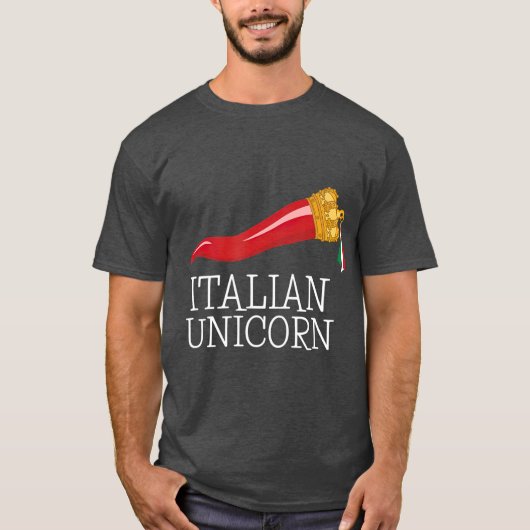 ラッキおもしろいーイタリアンチャームコルニチェロイタリアン Tシャツ (正面)