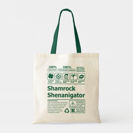 ラッキーおもしろいアイリッシュシャムロックSt patricks day トートバッグ (裏面)