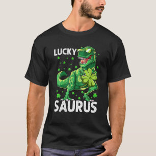 ラッキーおもしろいサウルス恐竜アイリッシュシャムロックサンパー Tシャツ