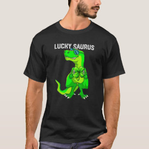 ラッキーおもしろいサウルス恐竜アイリッシュシャムロックサンパー Tシャツ