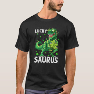 ラッキーおもしろいサウルス恐竜アイリッシュシャムロックサンパー Tシャツ