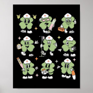 ラッキーおもしろいシャムロックナースSt pattys dayイクヌルシ ポスター
