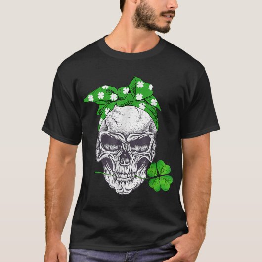 ラッキーおもしろいスカルメッシーブンハッピーSt patricks day Tシャツ (正面)