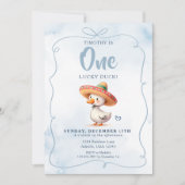 ラッキーおもしろいスペインのダックファースト誕生日 招待状 (正面)