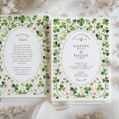 ラッキーお洒落クローバー&ハートウォータカラー結婚ズ 招待状