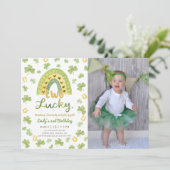 ラッキーが2つ セントパトリックの2歳の誕生日パーティーの招待状 招待状 (スタンド正面)
