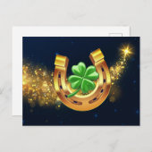 ラッキーすごいウスシューズ4葉クローバー射撃、 発砲スター ポストカード (正面/裏面)