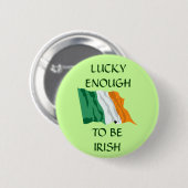 ラッキーでアイルランド国旗のボタン 缶バッジ (正面&裏面)