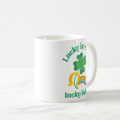 ラッキーでスタイルラッキー生活ベビーベビーボディスーツ コーヒーマグカップ (正面右)