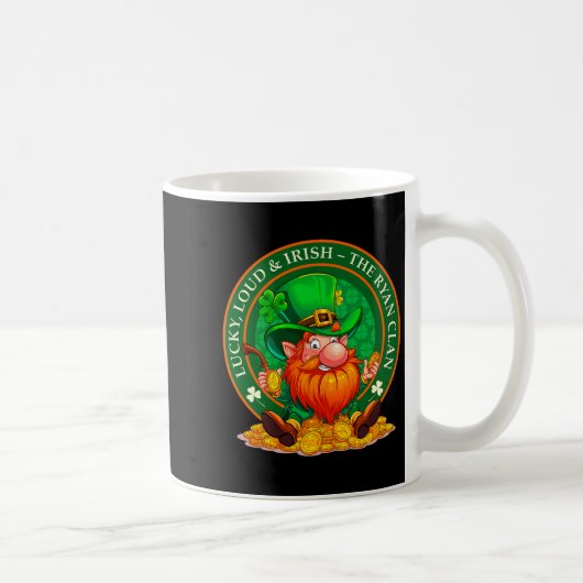 ラッキーで元気なアイルランド系 – 聖パトリック祭のRyan Clan コーヒーマグカップ (右)