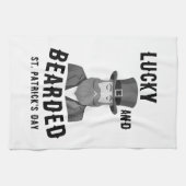 ラッキーで髭の生えた聖パトリックの日レプレシャン キッチンタオル (横)