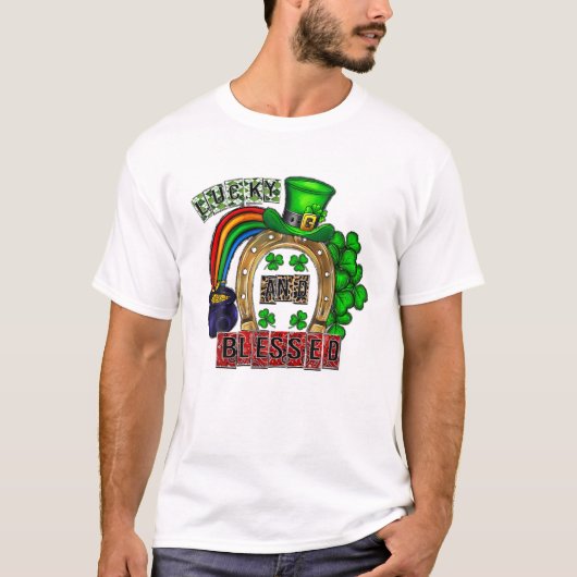 ラッキーと賛美馬蹄型ヒョウLeopard St Patrick'Da Tシャツ (正面)