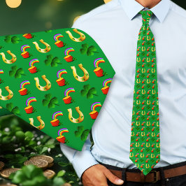 ラッキーなアイルランドポットの金ゴールド蹄鉄 ネクタイ