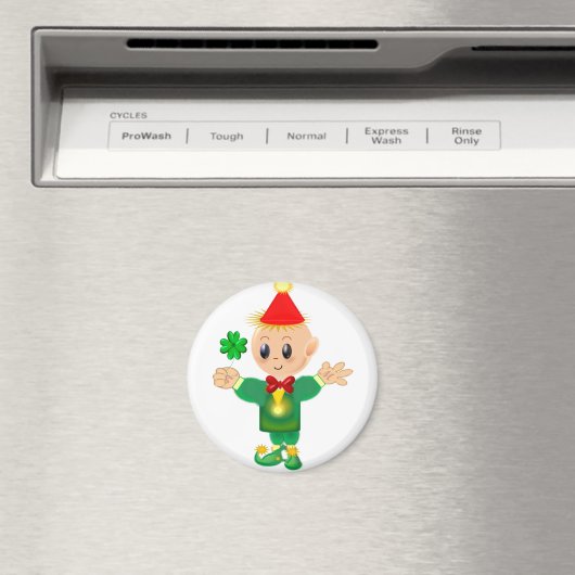 ラッキーなクローバーを持つ可愛い緑のレプレシャン マグネット (インサイチュ (食洗機))