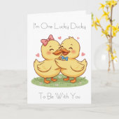 ラッキーなダッキー バレンタインデーのカード カード (黄色い花)