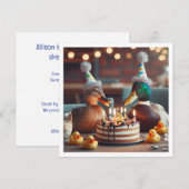 ラッキーなダックの誕生日招待状 招待状 (正面/裏面)