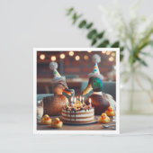 ラッキーなダックの誕生日招待状 招待状 (スタンド正面)