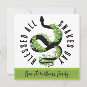 ラッキーなヘビのクローバーすべてのヘビの日 カード (正面)