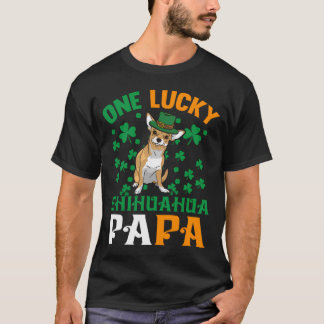 ラッキーなワンコ パパ 赤 チワワ お父さん セントパトリック Tシャツ
