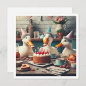 ラッキーな一羽のduck、誕生日おめでとうの招待状 招待状 (正面/裏面)