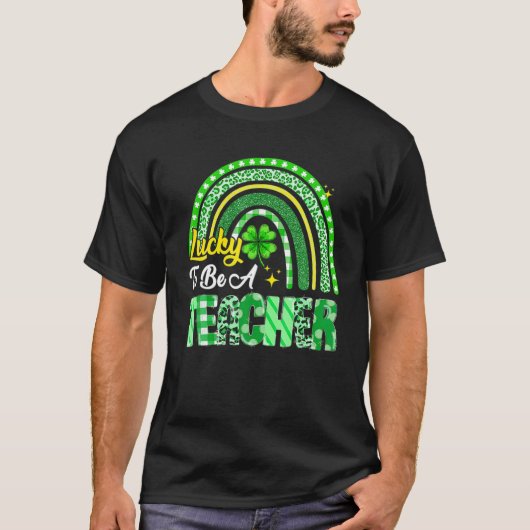 ラッキーな先生レインボー先生St patricks Tシャツ (正面)