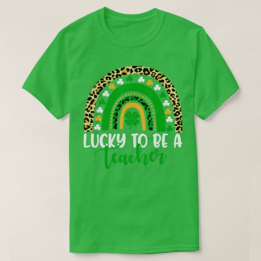 ラッキーな先生レインボー先生St patricks Tシャツ (デザイン正面)
