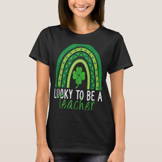 ラッキーな先生レインボー先生St patricks Tシャツ (正面)