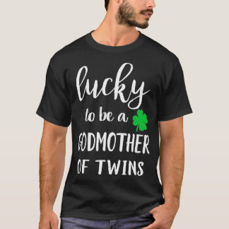ラッキーな双子のゴッドマザーギフトアイリッシュグリーンセントパトリ Tシャツ