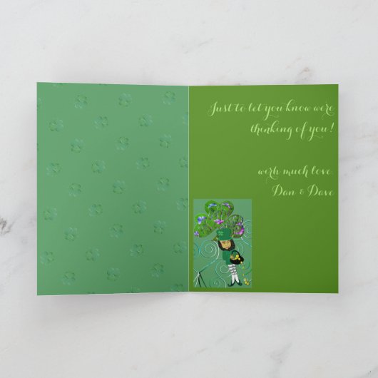 ラッキーな妖精の聖パトリックの日折り紙グリーティングカード カード (内部)