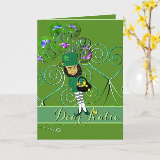 ラッキーな妖精の聖パトリックの日折り紙グリーティングカード カード (黄色い花)