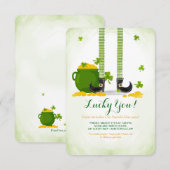 ラッキーな妖精の足のセントパトリックデーの招待状 招待状 (正面/裏面)