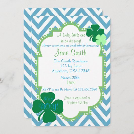 ラッキーな小さなアイルランド語をテーマにした赤ちゃんシャワー招待状 招待状 (正面/裏面)