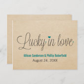 ラッキーな愛の日付はがき保存,ティール(緑がかった色) 案内ポストカード (正面/裏面)