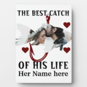 ラッキーな漁師が魚のカップルと一緒に撮った写真 フォトプラーク (正面)