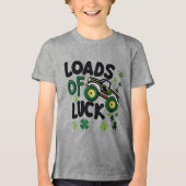 ラッキーな編み物デザインの少年よ トライブレンドＴシャツ (正面)