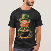 ラッキーな金ゴールド付きレプレシャン Tシャツ (正面)
