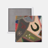 ラッキーな馬蹄型カラフルパッチワーク熱狂するキルト マグネット (正面/裏面)