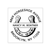 ラッキーな馬蹄形エッチングのラウンド付き差出人住所 ラバースタンプ (インプリント)