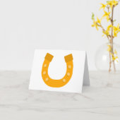 ラッキーな馬靴(馬靴) パーソナライズされた カード (黄色い花)