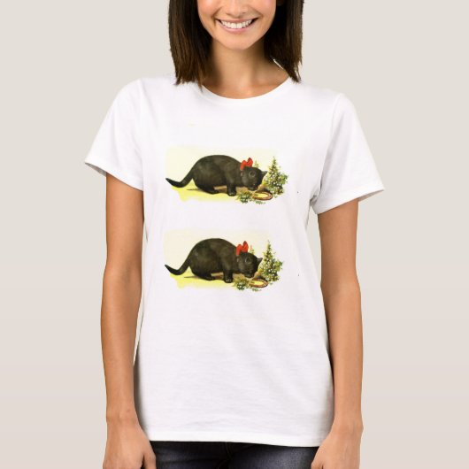 ラッキーな黒猫 Tシャツ (正面)