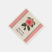 ラッキーに素敵なピンクの牡丹ダマスクと名前 スタンダードカクテルナプキン (角)