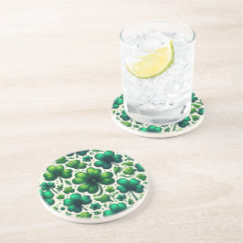 ラッキーのシャムロック ステンドグラスのSt. Patrick’s Day サンドストーン コースタ コースター