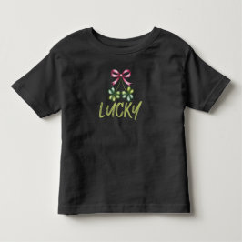 ラッキーの聖パトリックのコケットボウ トドラーTシャツ