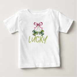 ラッキーの聖パトリックのコケットボウ ベビーTシャツ