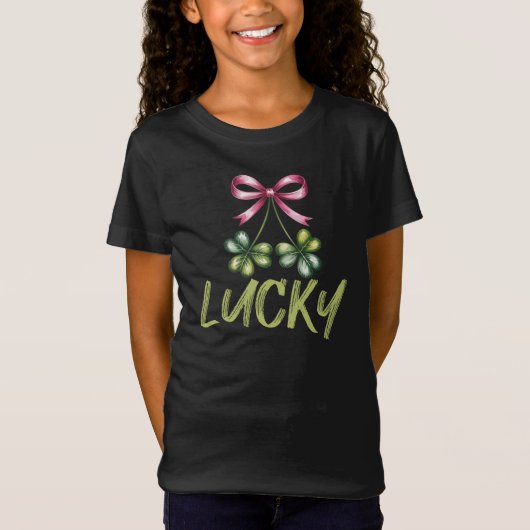 ラッキーの聖パトリックのコケットボウ Tシャツ (正面)