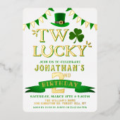 ラッキーの2歳 誕生日 バルーン St. Patrick's Day 箔招待状 (正面)