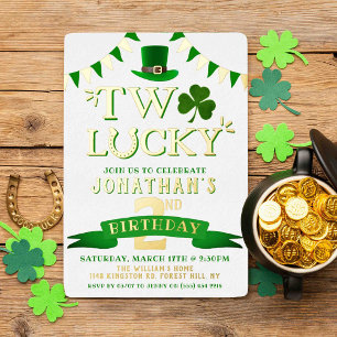 ラッキーの2歳 誕生日 バルーン St. Patrick's Day 箔招待状